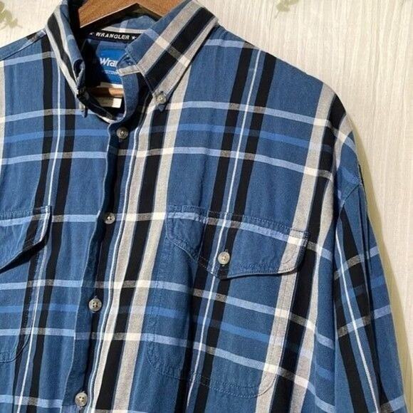 Wrangler Mens Plaid Flannel Shirt Long Sleeve Western Button Down SIze XL - Picture 3 of 9